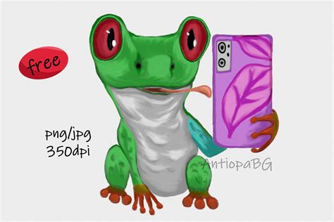 Selfie Frog Drawing Graphic By Antiopabg · Creative Fabrica