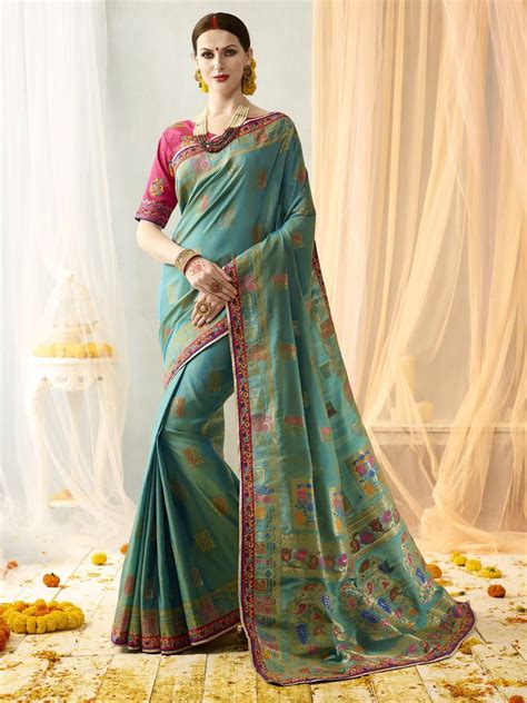 Beautiful Pink And Green Banarasi Silk Saree Trendy Sarees Traditional Sarees Designer Silk