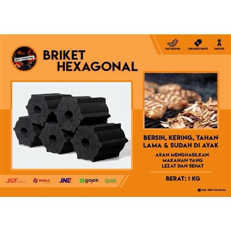 Jual Briket Hexagonal Utk BBQ Arang Batok Kelapa Kualitas Export