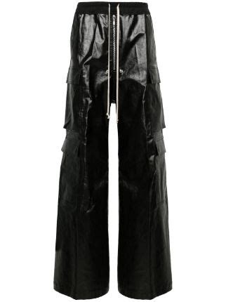 Rick Owens Cargo Belas Mid Rise Wide Leg Trousers Black FARFETCH