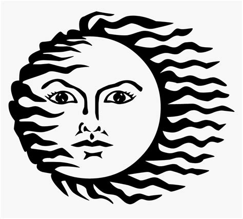 Clipart Sun Face - Black White Sun Png, Transparent Png , Transparent ...