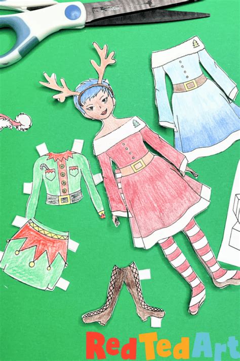 Printable Paper Dolls For Christmas Red Ted Art Kids Crafts