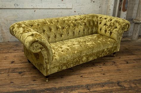 3 Seater Gold Crushed Velvet Chesterfield Sofa British Etsy