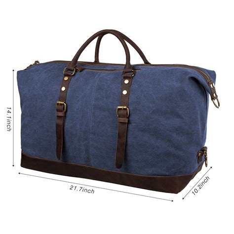 S Zone Oversized Canvas Genuine Leather Trim Travel Tote Duffel