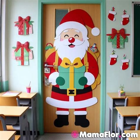 Puertas Decoradas de Navidad con el diseño de Santa Claus MamaFlor