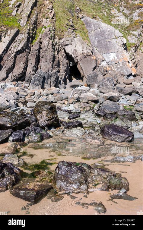 Cliffs Rocks And Rock Pools At Marloes Sands In Pembrokeshire On A