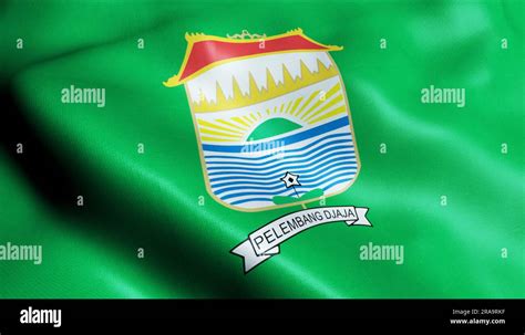 3d Illustration Of A Waving Indonesia City Flag Of Palembang Stock