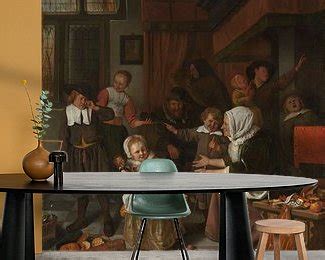 Het Sint Nicolaasfeest Jan Havicksz Steen Op Canvas Behang Poster