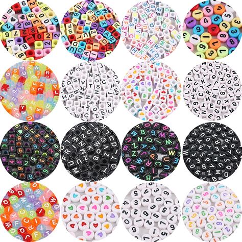 100Pcs Mixed Letter Acrylic Beads Round Flat Loose Spacer Alphabet