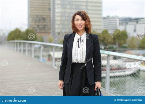 Journalist Woman in Business Clothes Go To Work. Stock Image - Image of ...