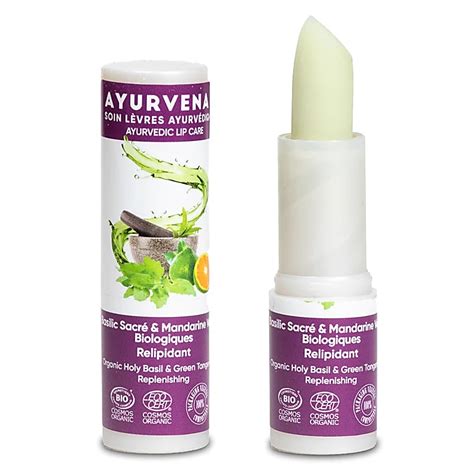 Baume à lèvres bio Ayurvenat Basilic Mandarine Pierre Magique