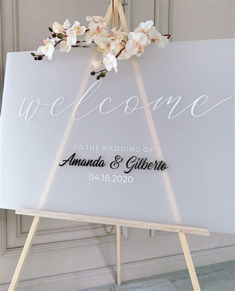 Wedding Welcome Sign Frosted Acrylic Welcome Sign Wedding Etsy