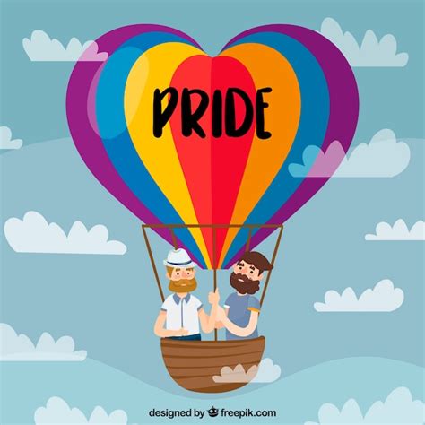Lgtb Pride Background With Hot Air Balloon Free Vector