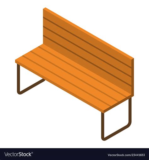 Wood Park Bench Icon Isometric Style Royalty Free Vector