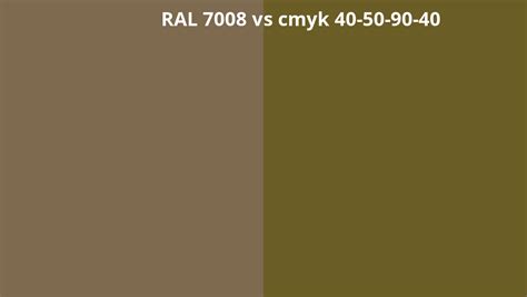 Ral 7008 Vs Cmyk 40 50 90 40 Ral Colour Chart Uk