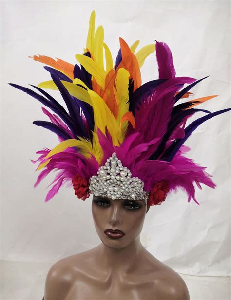 Carnival Feather Crown Festival Feather Headpiece Feather Etsy Uk