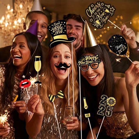 28pcs New Years Photo Booth Props 2025 New Years Eve Photo Booth Props