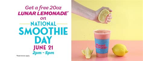 Planet Smoothie Free Lunar Lemonade On National Smoothie Day June 21