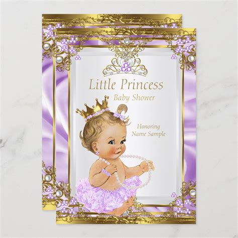 Lavender Gold White Princess Baby Shower Blonde Invitation Zazzle