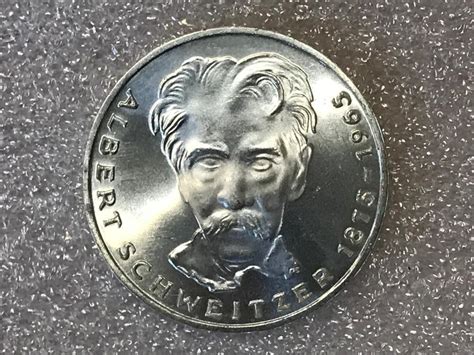 Германия ФРГ 5 марок 1975 G Серебро 100 лет со дня рождения Альберта ...