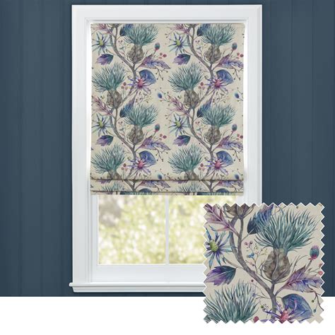 Varys Storm Printed Cotton Made To Measure Roman Blinds Purple M2m