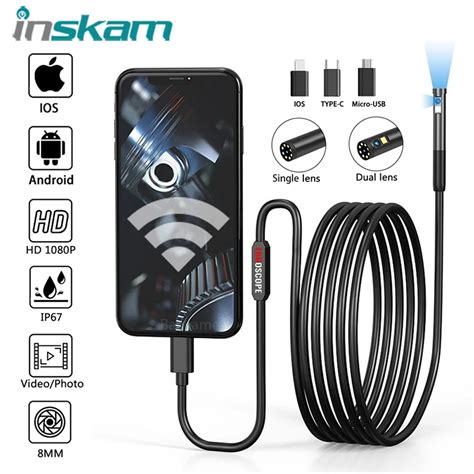 INSKAM Single Dual Lens Endoscope Camera IP67 Waterproof Pipeline