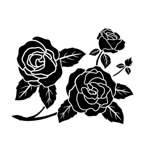 Silhouette Black Rose Flower Decoration Vector Art At Vecteezy