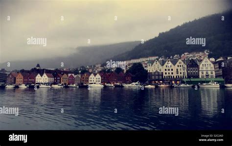 Foggy weather in Bergen, Norway Stock Photo - Alamy