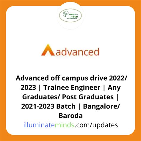 Advanced Off Campus Drive 2022 2023 Trainee Engineer Any Graduates