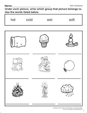 Hot Cold Worksheet