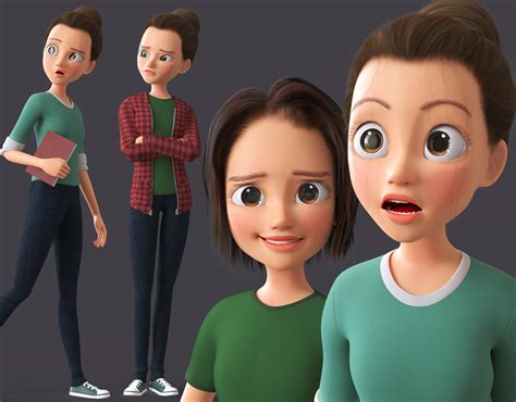 Cartoon Teen Girl - College Student 3D Model - TurboSquid 2002221