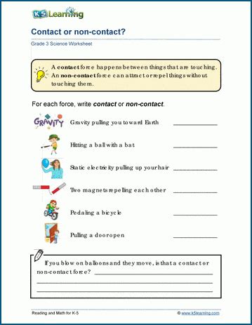 Forces Worksheet Grade 4