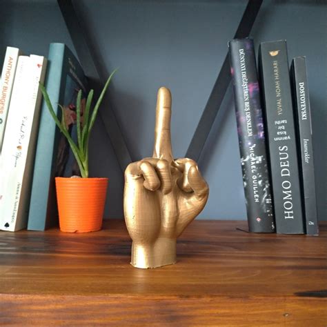 Middle Finger Statue Gold Hand Sculpture Fuck You Off Sign Etsy