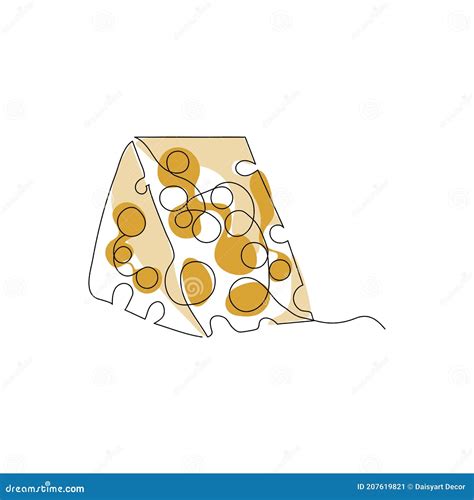 Continuous One Line Drawing. Cheese Piece. Vector Illustration. Minimal ...