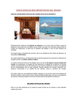 Hoteles Mas Importantes Del Mundo PDF