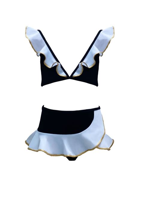 LOOK ME V Yaka Gold Biye Detaylı Fırfırlı uv Kız Çocuk Bikini Takımı Fiyatı Yorumları Trendyol