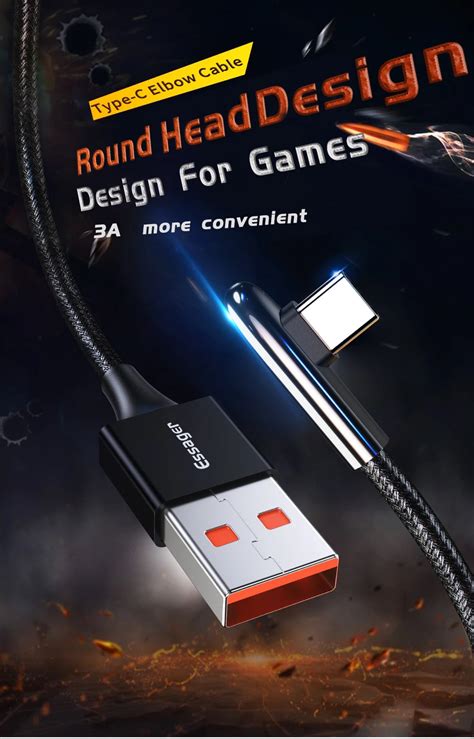 Essager 90 градусов usb type C кабель для samsung S10 Xiaomi K20 ...