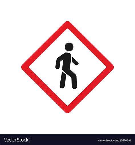 Red pedestrian crossing sign Royalty Free Vector Image