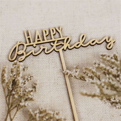 Cake Topper Holz Happy Birthday Schriften Deinlieblingsteil