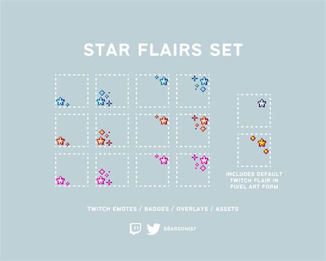 Star Default Flairs Set Pixel Twitch Sub Badge Tier Flairs Adorable