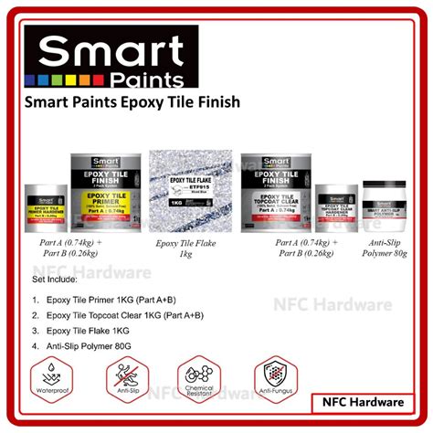 SMART PAINTS Epoxy Tile Finish Loose Set 1kg Cat Epoksi Lantai Bilik