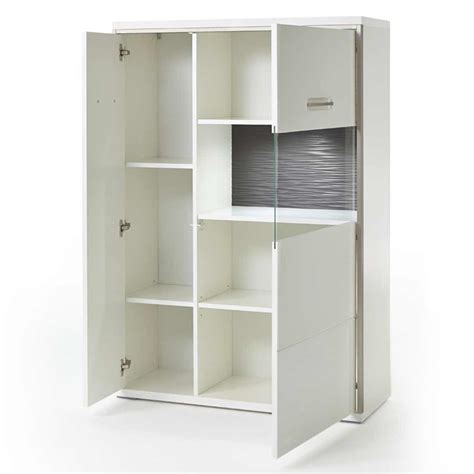 MCA Trento Highboard 94x38x137cm Weiß Edelstahl Piolo de