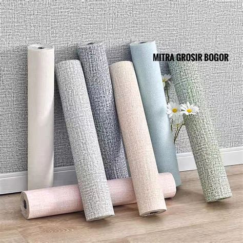 Jual 1 ROLL WALLPAPER LINEN FOAM ROLL POLOS DAN MOTIF Wallpaper