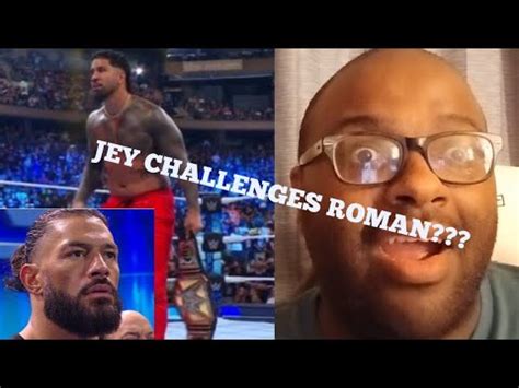 WWE SmackDown Jey Uso Challenges Roman Reigns Reaction YouTube