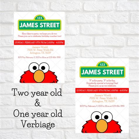 Personalized Elmo Birthday Invitation Sesame Street Birthday Etsy