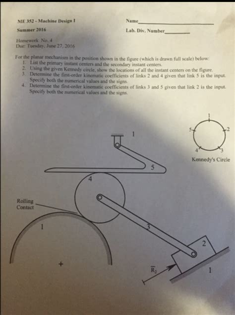 For the planar mechanism in the position shown in the | Chegg.com 