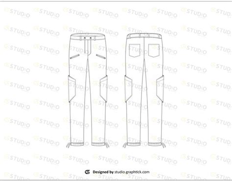 CARGO PANT FLAT SKETCH - shop.graphtick.com