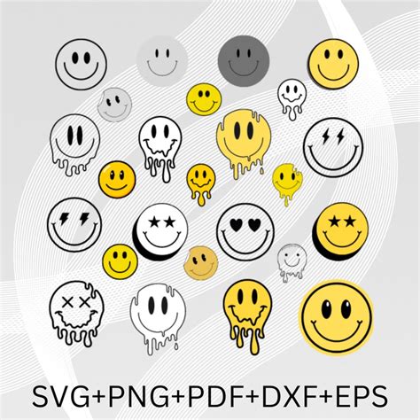 Smiley Face Svg Melting Smiley Svg Bundle Of Smiley Svg Drippy