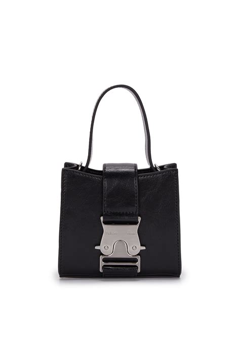 Square Mini Leather Buckle Bag In Black Matinkim