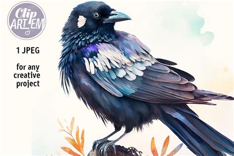 Beautiful Crow Raven Digital Print Wall Art Illustration JPG